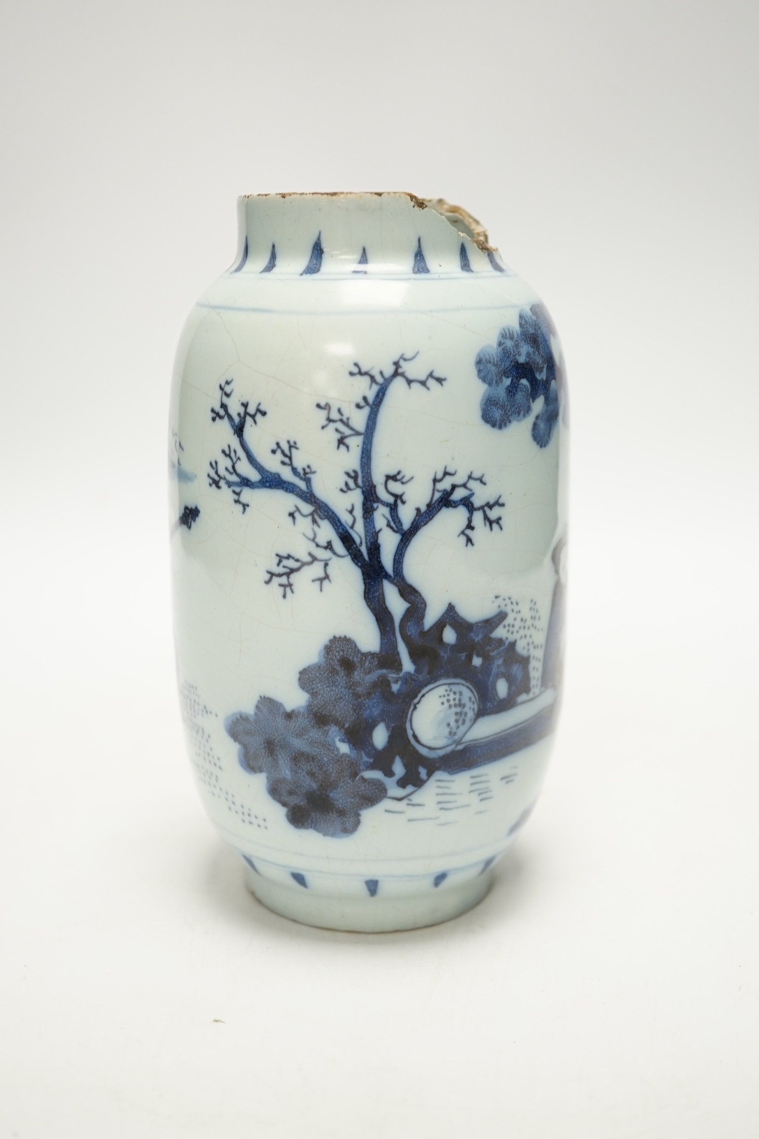 A delftware jar, late 17th century, possibly Brislington, 17cm high